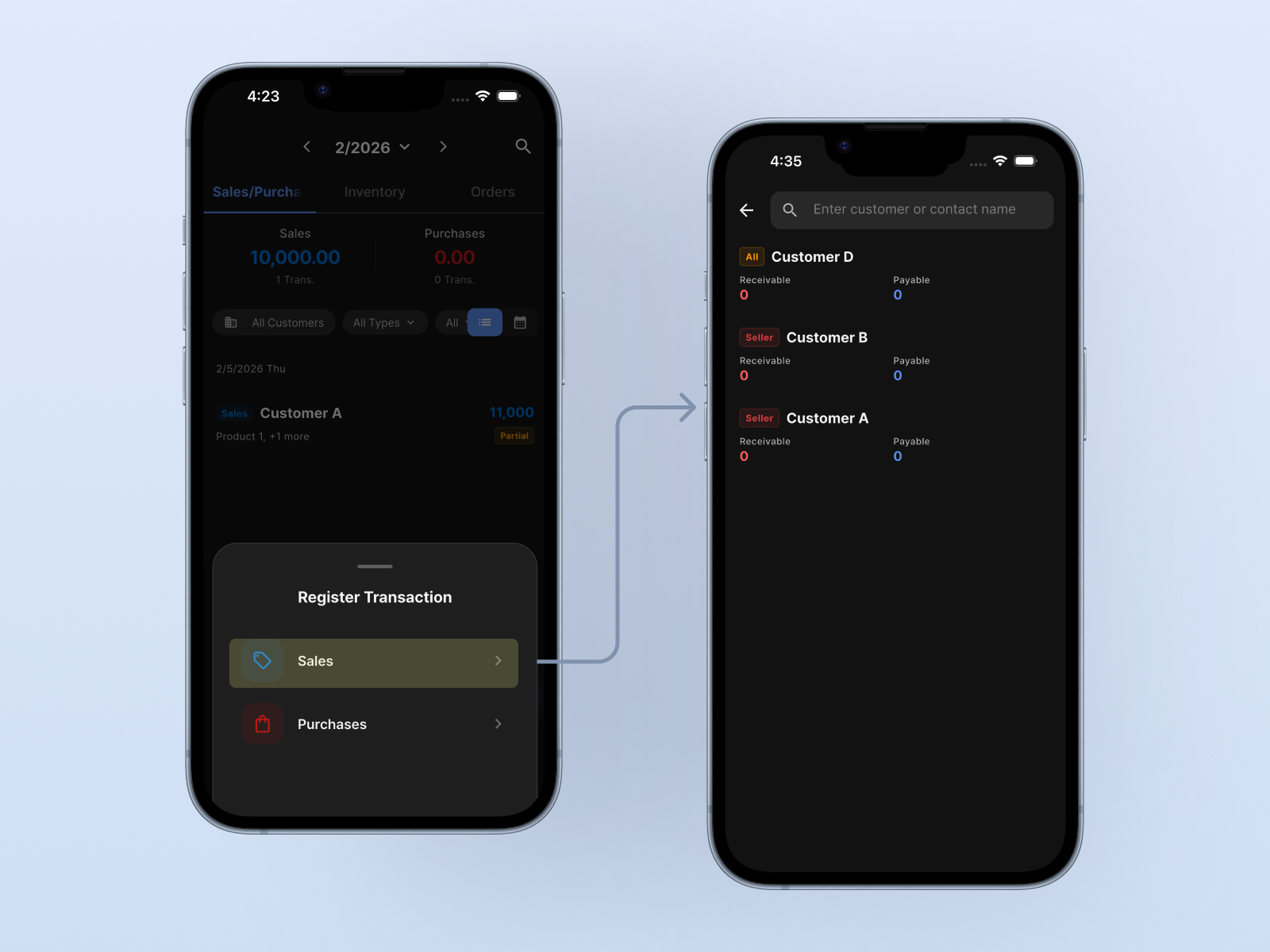 Sell - Select customer